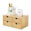 Bamboo Desk Organizer - Mini Bamboo Desk Drawer Tabletop Cosmetic Storage Organization for Office or Home (4 Drawer)