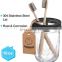 Amazon Best Selling High Quality Glass Mason Jar Bathroom Accessories Set 4 pcs with Stainless Steel Lid