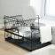 Cheap price iron wire tableware drain kitchen organizer multifunction dishes black storage rack