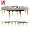 Gold Stainless Steel Luxury Half-Moon Wedding Table Mirror Glass Top Banquet Event Wedding Serpentine Table