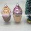 cupcake shape glass hanging christmas tree ornaments