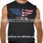 o neck sleeves black eagle printing gym tank top for men wholesale