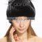 QD80241Hot New Products For 2015 Rex Rabbit Fur Hat With Silver Fox Fur