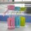 creative letter glass Water Bottle Drinkware Transparent glass bottles silicon sleeve Bottle Outside Sport cup tea cups lid rop