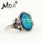Safe Zinc Alloy Fashion Changing Color Mood Ring for Women Wholesale Big Stone Mood Beads