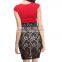 party club ladies career dress sexy nude mesh lace pattern red black patchwork Asian suits