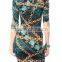 2016 Summer New Fashion Gold Chains Palace Flower Prints Sexy Elegant Women Party Dress