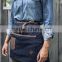 Super Quality Blue Denim and Leather Half Apron Made in China
