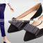 Europe flat tip with USES shallow mouth bow plain black leather suede women's shoes
