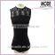 delicate carving black sleeveless blouse solid pattern top