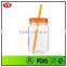 25oz customized plastic beer jar with lid and straw
