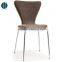 2015 Promotional Durable Brown Fabric Upholstered Restaurant Chair with Chrome Tube Legs