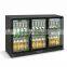 Undercounter black bar fridge with 3 glass door