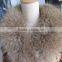 High quality leopard design rabbit fur coat with raccoon fur collar