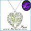 Silver glowing necklace Hollow glow in the dark heart pendant luminous necklace