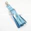 Handmade Metallic Blue Leather Tassel Keychain Keyring Charm for Women Handbag Wallet Accessories