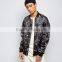 Fashion Design Custom Black Crackle Printing Bomber Jacket Oversized Dropped Shoulders Streetwear Mens Digital Print Jacket