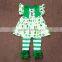 Boutique Children St. Patrick's Day Clothing baby girls shamrock 2 pcs clothes cute green clover tunic top and legging outfit