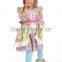 Latest girl ruffle outfits fashion printed prom girls ruffle raglan pants set