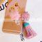 New Arrival Micro Leather Tassel Keychain Crystal Bow Bag Keychain Car Accessories