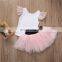 Women girls clothes  family outfits ruffles patchwork tops t-shirt bowknot tulle tutu skirt mother daughter matching dress