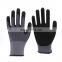 Protective Garden Work Gray Glove Shell 15g Nylon Spandex Black Nitrile Sandy Coating Glove