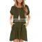 Manufacturers wholesale Women's Solid Printed short sleeve off-the-shoulder fashion dress for women