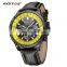 RISTOS 93006 High Quality Men's Sports Analog Quartz Watch with Calendar Casual Leather Wristwatches Clock