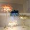 New Feather Floor Lamp Ostrich Colorful Feather Standing Light for Girl's Room Brass Indoor Corner Lighting for Villa