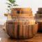 Free Sample High Quality Customizable Server Serving Acacia Big Wooden Bamboo Salad Bowl For Sale