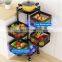 Kitchen Bathroom Rotating Fruit Vegetable Storage Basket 5 Tier Movable Square Storage Shelf Rack with Wheels