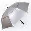 Long handled straight pole golf umbrella, super large double layered wind resistant and fully blackout PU titanium silver coating, sun protection and UV protection