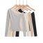 Camisa de manga larga tipo T con cuello inclinado brillante y sin hombros, de estilo europeo y estadounidense, nueva y a la moda para chicas, de ajuste irregular, para mujeres