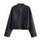 European and American style women's balloon shaped denim pilot jacket