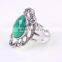 Fashion rhodium silver jewelry big ring with turquoise stone indian ring
