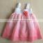 New arrival baby party dress with flower pink sweet princess dress girls smoking dress