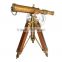 BRASS TELESCOPE WITH STAND - 10" ANTIQUE TELESCOPE WITH WOODEN TRIPOD STAND - NAUTICAL MARINE GIFT