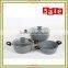 3PC soft touch handle grey marble coating casserole sets