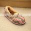 special printing long plush flat loafer shoes
