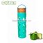 best selling glass water bottle with fancy rubber silicone sleeve covered