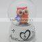 Lovely owl designs with Colored lights snow flake souvenir polyresin wedding favors water snow globe