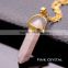 Fashion gold chains hexagon moonstone crystal point pendant precious stones quartz pendant