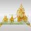 Solid Gilt Copper Table Clock, Empire Gold Plated Clock, Decorative Clock, Sitting On Cart Driven by Two Horses