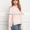 MGOO Customized Pink Distressd Hoodies For Ladies 100 Cotton Terry Tops Turtle neck Long Sleeves sweatshirts