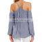2017 summer new look pullover construction sleeve opening cold shoulder blouse