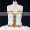 HMY-E0308 Stunning Golden Beaded Alibaba Wedding Dress White Satin Puffy Bridal Wedding Gown with Heavily Golden Beads