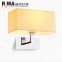villa bedroom guest room decorative fabric shade antique stainless Hotel wall lamp
