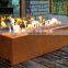 Large square corten steel metal gas fire pit outdoor