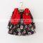 Autumn and winter girls long-sleeved floral plus dress fashion fur vest two-piece all-match princess dress