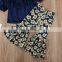 Summer Girls Clothes Set Off shoulder Tank Tops +Sunflower Bell Bottom kids Toddler Clothing Outfits